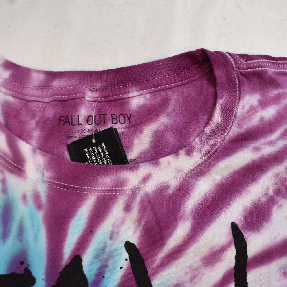 Fall Out Boy Juniors Purple & Blue Tie-Dye T-Shirt New - Picture 3 of 3